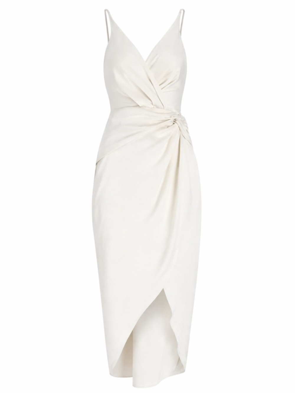 Express Ivory Satin Wrap Midi Dress XL Wedding Guest Slip Minimalist